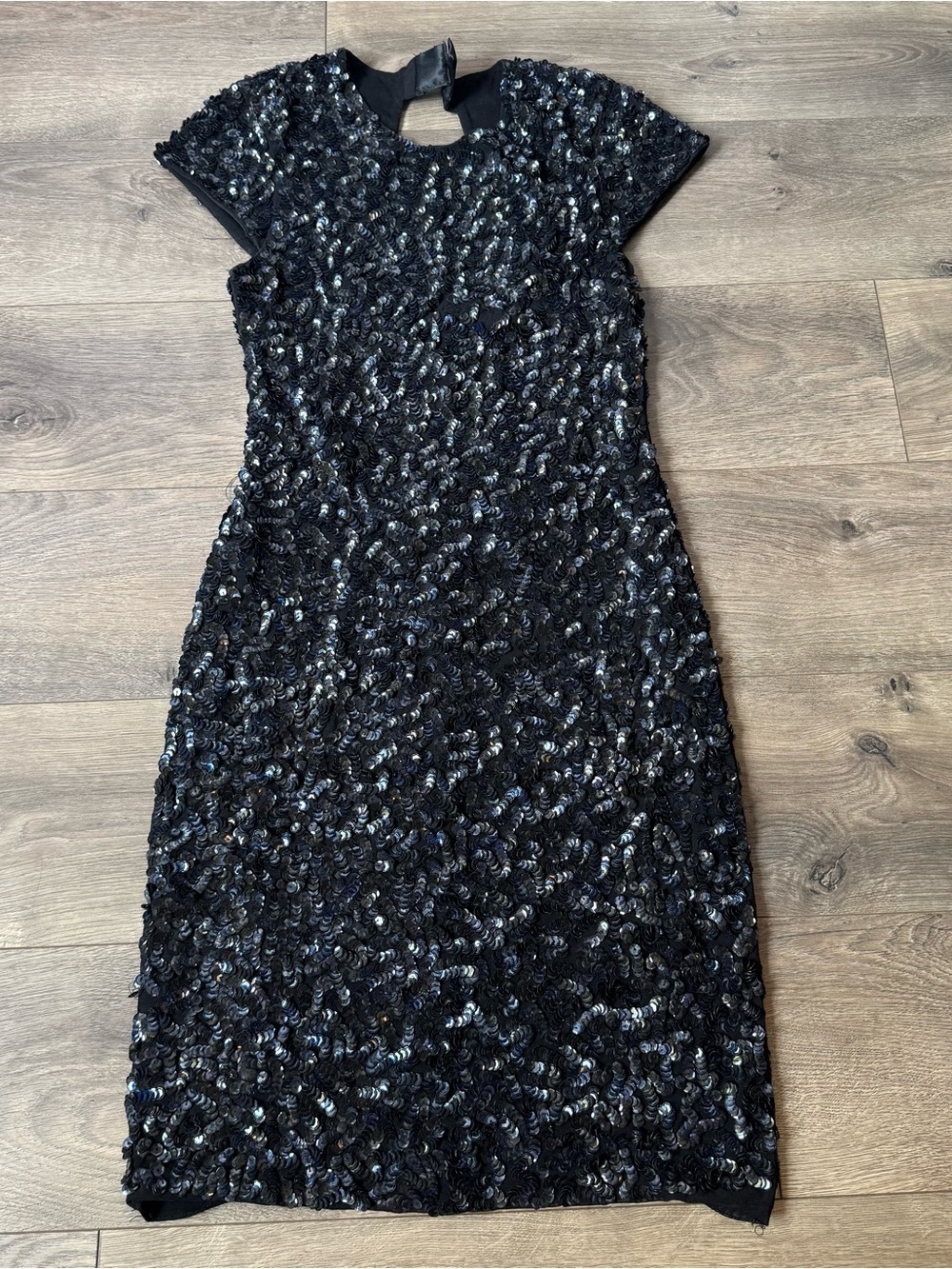 Alice + Olivia Black Sequin Midi Dress